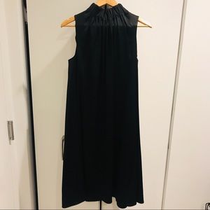 COS Black Frill-Neck A-Alone Satin Dress